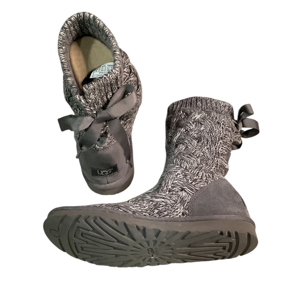 UGG knit lace up bow boots